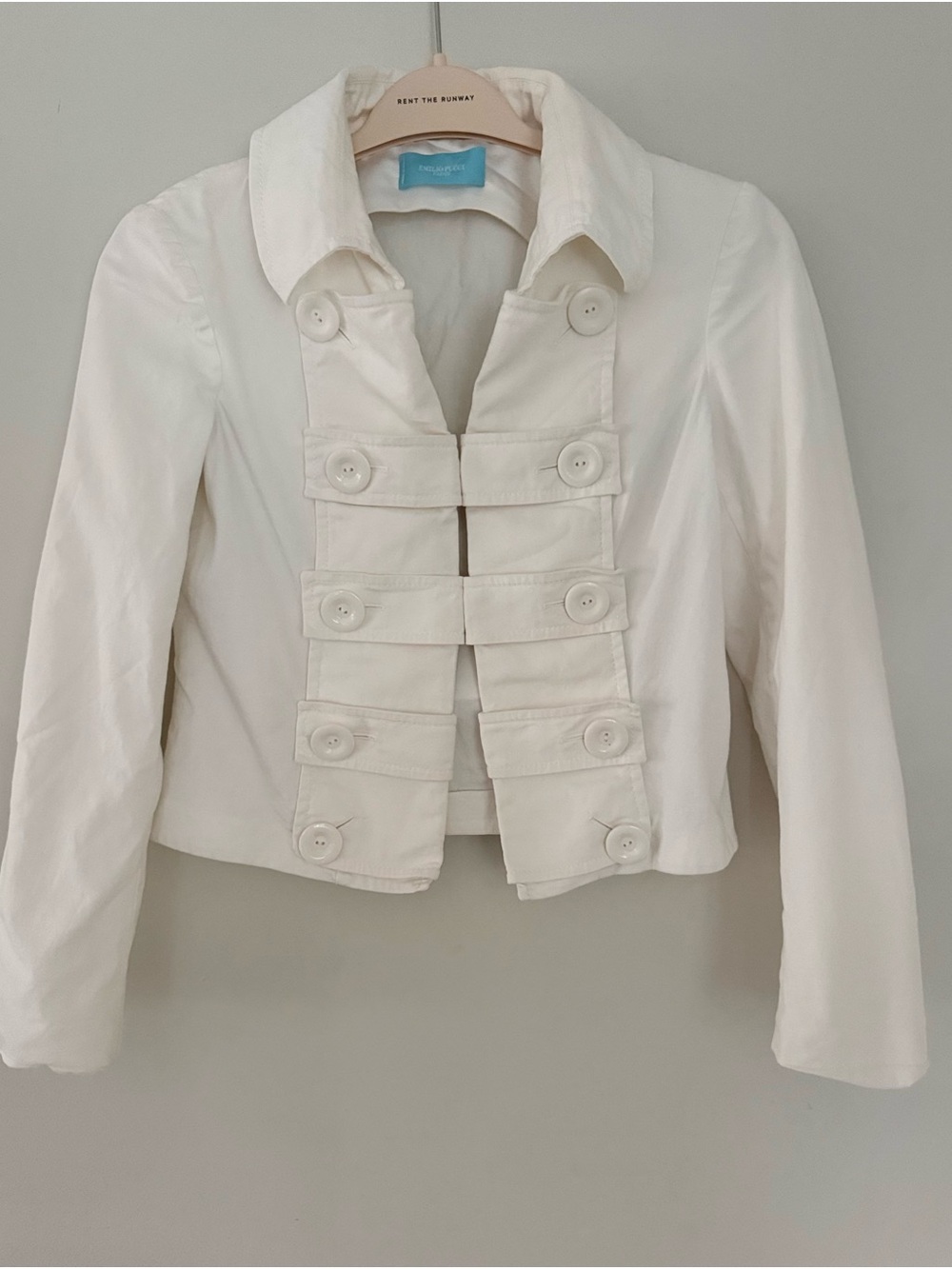 Emilio Pucci White Military Style Jacket Designer Italy RARE Size 6